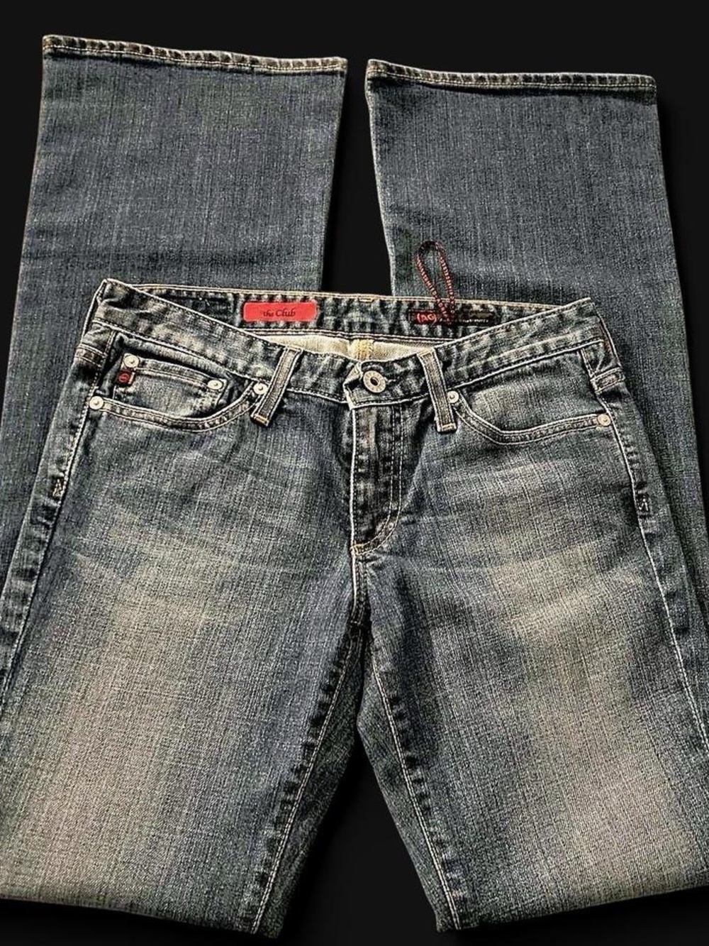 AG The Club low rise, stretch, boot, cut jeans, medium wash 26R